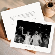 Carte de remerciement de mariage photo minimaliste