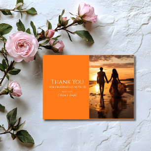 Remerciements Carte de remerciement de mariage photo orange colo