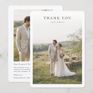 Remerciements Carte de remerciement de mariage photo simple mode