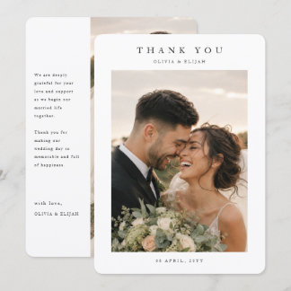 Remerciements Carte de remerciement de mariage photo simple mode