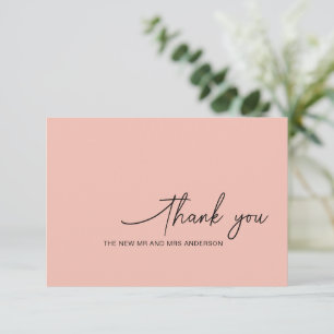Remerciements Carte de remerciement de mariage rose à l'écriture