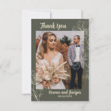 Carte de remerciement de mariage rustique boho Wil