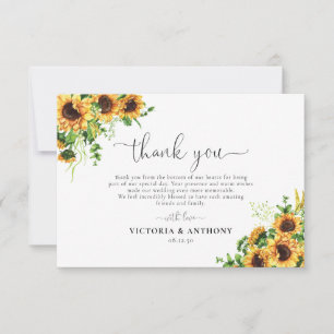 Remerciements Carte de remerciement de mariage Tournesol