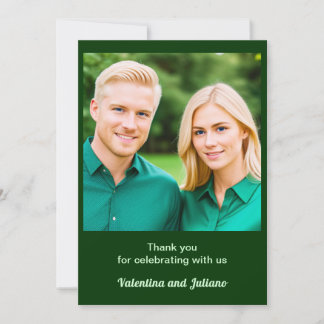 Remerciements Carte de remerciement de mariage vert foncé avec p