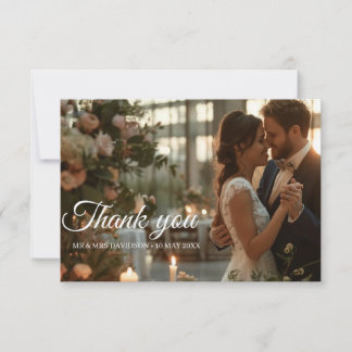 Remerciements Carte de remerciement de photo de mariage de premi