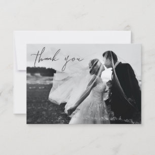 Remerciements Carte de remerciement de photo de mariage écrite à