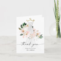 Carte de remerciement de robe de mariée florale ro