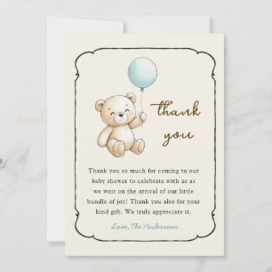 Remerciements Carte de remerciement de shower pour bébé garçon o