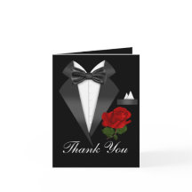 Carte de remerciement de soirée noire cravate Tux 