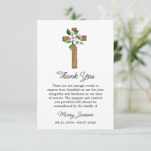 Remerciements Carte de remerciement de sympathie Jasmine Cross
