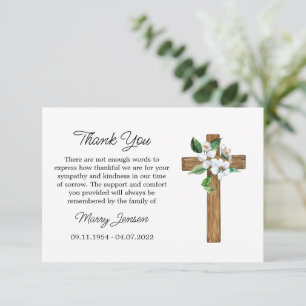 Remerciements Carte de remerciement de sympathie Jasmine Cross