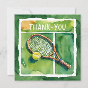 Remerciements Carte de remerciement de tennis raquette et balle 