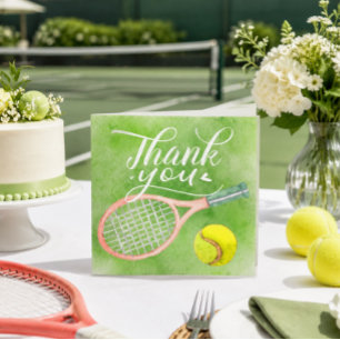 Remerciements Carte de remerciement de tennis raquette et balle