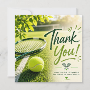 Remerciements Carte de remerciement de tennis raquette et balle 