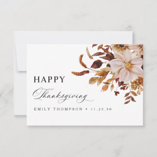 Remerciements Carte de remerciement de Thanksgiving Florale Auto