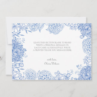 Remerciements Carte de remerciement dessin graphique fleurs bleu