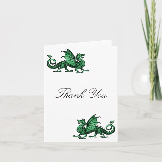 Remerciements Carte de remerciement Dragon Vert (Devant)