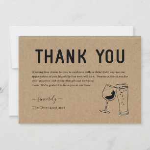 Remerciements Carte de remerciement drôle de boissons gratuites