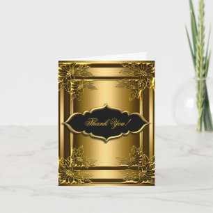 Remerciements Carte de remerciement Élégant Noir Or