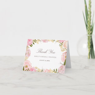 Remerciements Carte de remerciement élégante rose rose pour douc