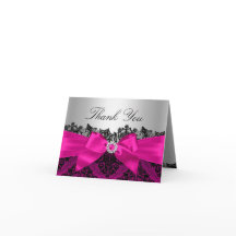 Carte de remerciement en dentelle damassée et ruba