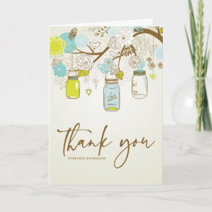 REMERCIEMENTS CARTE DE REMERCIEMENT EN JARS MASON BLEU ET JAUNE