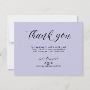 Remerciements Carte de remerciement en lettrage violet pour entr