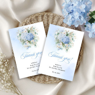 Remerciements Carte de remerciement Eucalyptus Hydrangea Bleu Ar