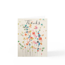 Carte de remerciement fantaisiste à motif floral