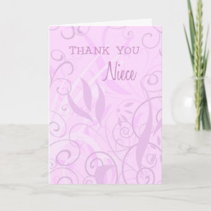 Remerciements Carte de remerciement Fille Fleurale Rose pour Niè