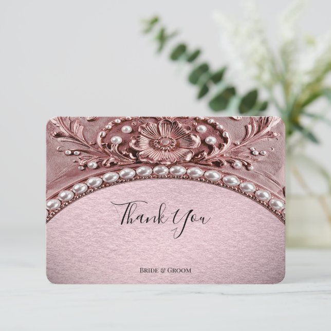 Remerciements Carte de remerciement Fleur Rose (Debout devant)