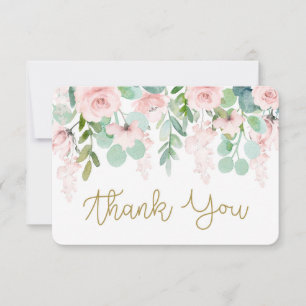 Remerciements Carte de remerciement florale aquarelle rose blush