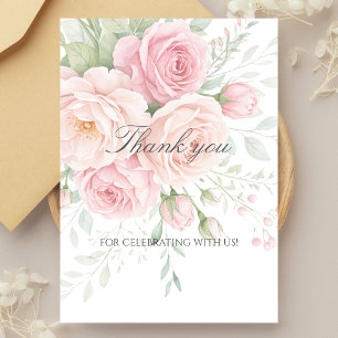 Remerciements carte de remerciement florale aux roses douces