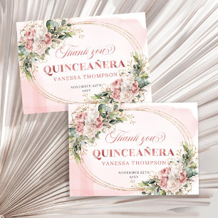 Remerciements Carte de remerciement florale boho rose poussiéreu