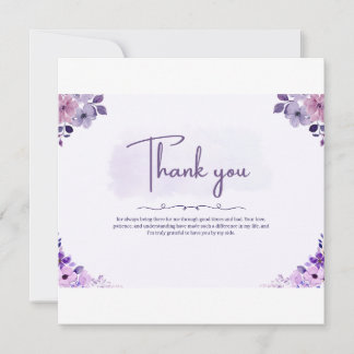 Remerciements Carte de remerciement florale élégante – Eau pourp