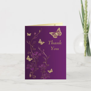 Remerciements Carte de remerciement florale papillon violet or