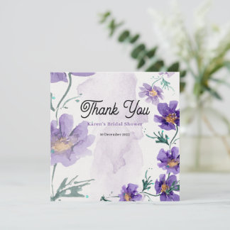 Remerciements Carte de remerciement florale violette élégante