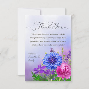 Remerciements Carte de remerciement florale violette et bleue vi