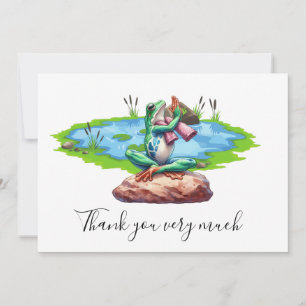 Remerciements Carte de remerciement Frog Yoga avec fond d'étang