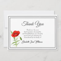 Carte de remerciement funéraire Sympathy | Poppy