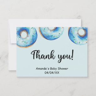 Remerciements Carte de remerciement gâteau donut aquarelle bleue