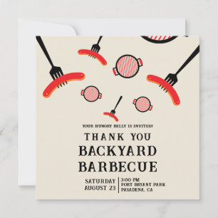 Remerciements Carte de remerciement Grill & Fork BBQ Party