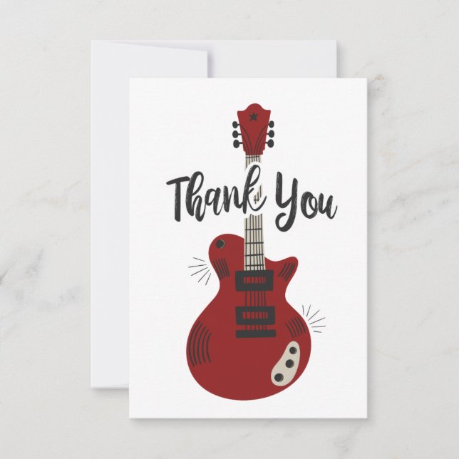 Remerciements Carte de remerciement guitare Rock N Roll à plat (Devant)