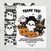 Carte de remerciement Halloween Cute Boo pour Anni