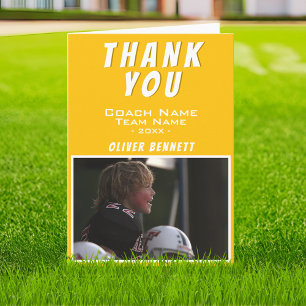Remerciements Carte de remerciement jaune pour l'entraîneur avec