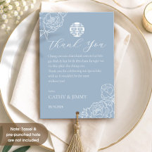 Carte de remerciement mariage pivoine poussiéreuse