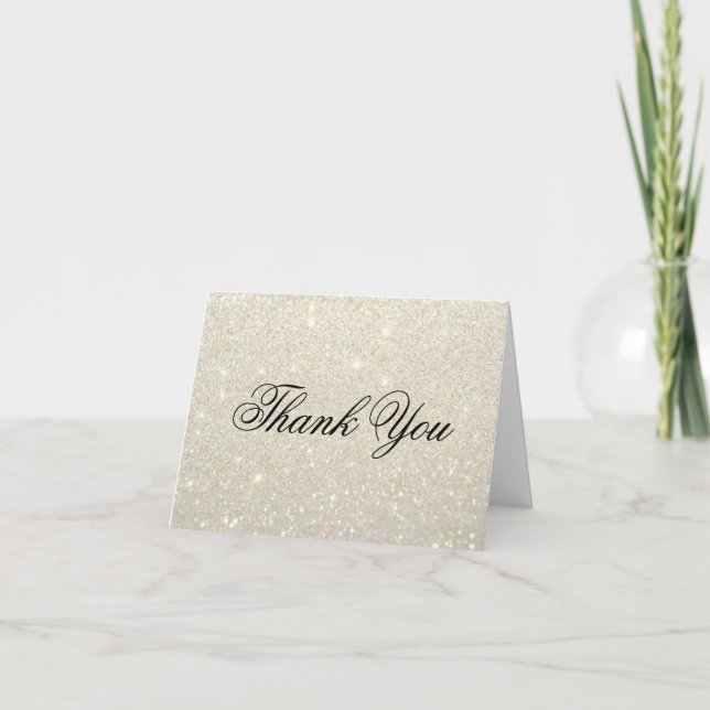 Remerciements Carte de remerciement - Paillettes or blanc Fab (Devant)