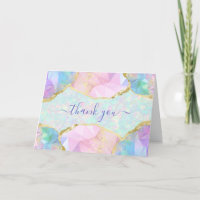 Carte de remerciement pastel iridescent en pierre 