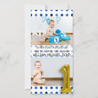 Carte de remerciement personnalisée pour 1er anniv