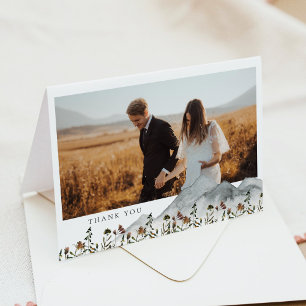 Remerciements Carte de remerciement photo florale de montagne Bo